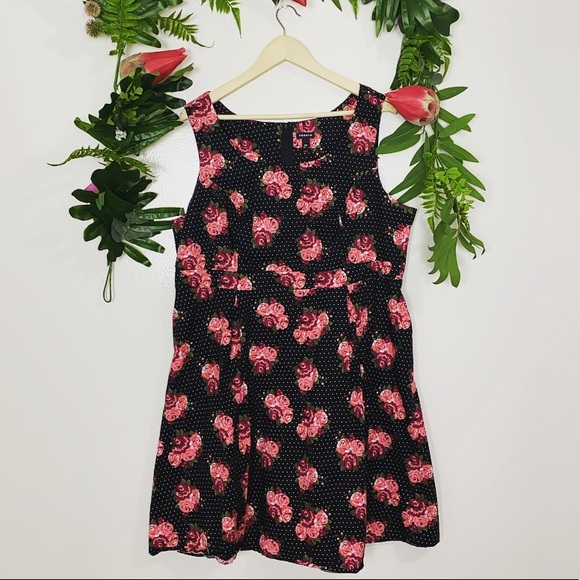 Torrid polka dot rose floral skater dress sz 20 - Picture 1 of 5